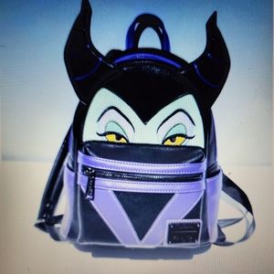 Loungefly Disney Maleficent Cosplay Mini Backpack with "UPSIDE DOWN METAL LOGO"